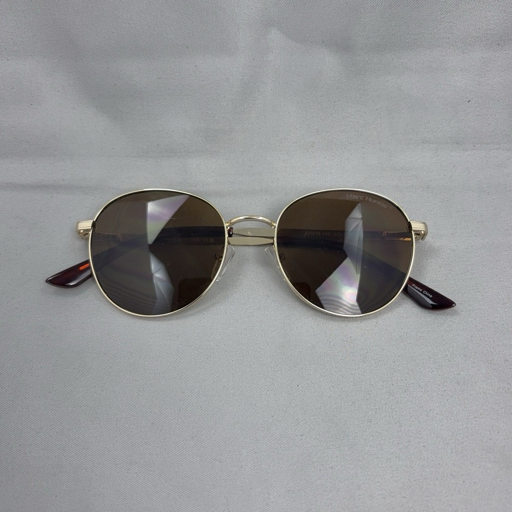 Marc Hunter 7940‎ Sunglasses Unisex One Size Gold Round Metal Frame 52mm Retro